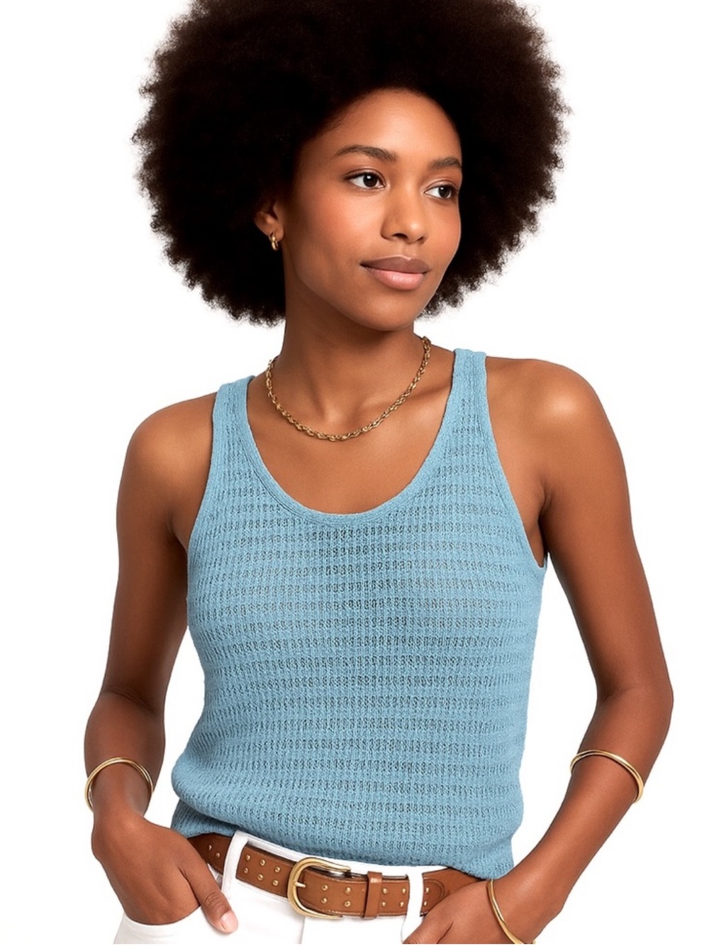 Madewell NWT Linen Sweater Tank Size Medium in Color Dusty Aqua